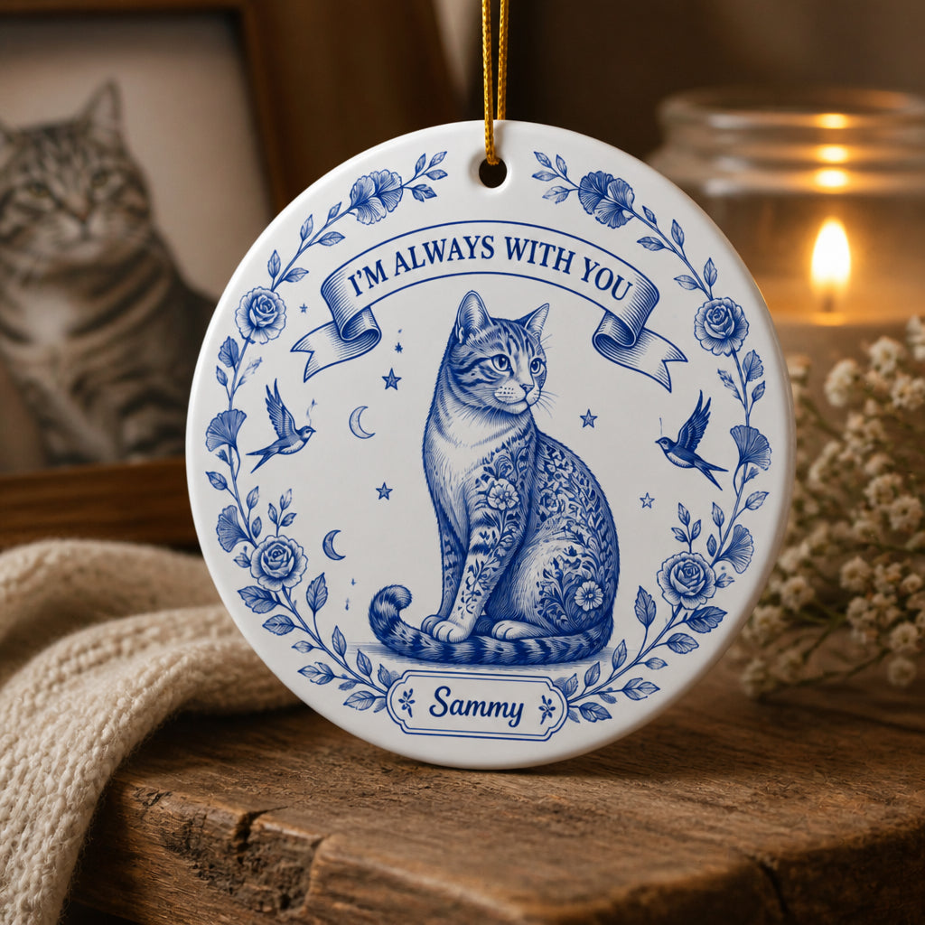 Blue Toile Cat Memorial Ornament – "I'm Always With You" – Custom Pet Name - Personalized Ornament 50383df7-c14b-4212-b20c-f93ff84c6c13.jpg