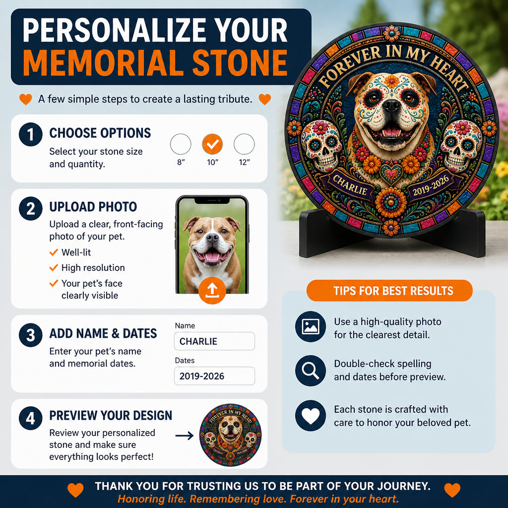 Forever In My Heart Pet Memorial Stone – Sugar Skull Portrait - Personalized Memorial Stone 50409ca9-d3d6-4d77-9618-6c79ff7c675f.jpg