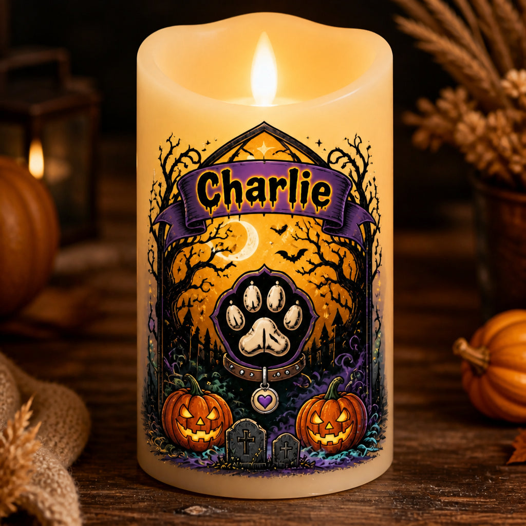 Spooky Pet Name Halloween LED Flameless Candle - Personalized Custom Led Flameless Candle 504b87ca-4763-48c3-a285-5d7cb5236c82.jpg