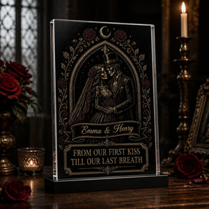 Gothic Skeleton Bride & Groom Acrylic Plaque – From Our First Kiss Till Our Last Breath (Personalized Names) - Personalized Acrylic Plaque 5056344b-e913-4f2d-bf10-3f367dd5c087.jpg