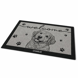 Custom Pet Portrait Welcome Doormat – Name & Line-Art Sketch - Personalized Doormat 5058b85f-3387-4f38-8810-c469b69bd137.jpg