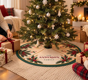 Pinecone Holly Wreath Christmas Tree Skirt | Personalized Name Option 50639f3c-6ac7-48b1-be0a-f30225195240-gfghhghgh-3-.webp