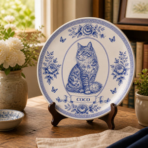 Cobalt Toile Cat Name Plate – Personalized - Personalized Personalized Ceramic Plate 507f97cb-7a76-4ab0-9801-ab8e8340666d.jpg