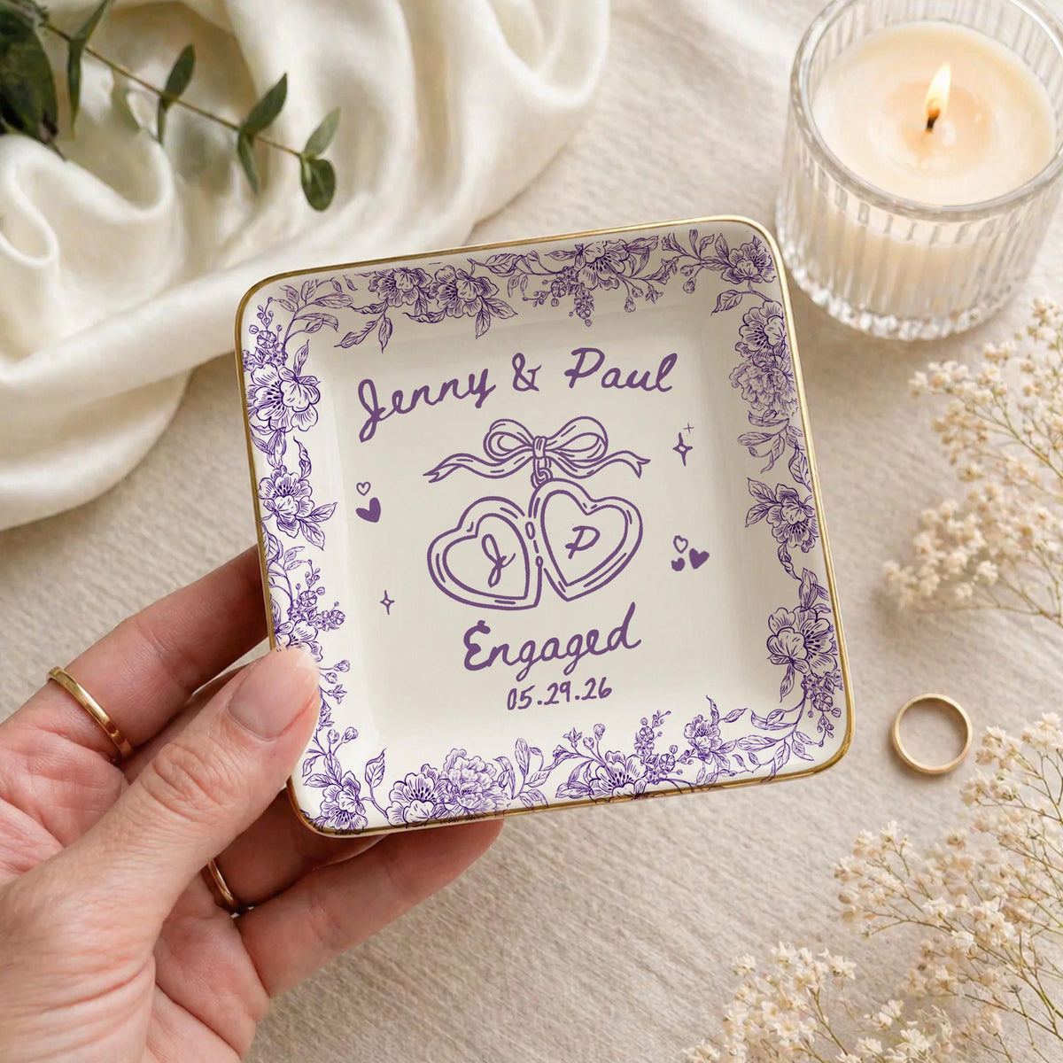 Personalized Ceramic Ring Dish, Custom Engagement Gift, Whimsical Gift for Engaged Couples Newlyweds Friends, Wedding Bride & Groom 509a7c46-a800-4dd6-8c11-4dc0053d286c-10.jpg
