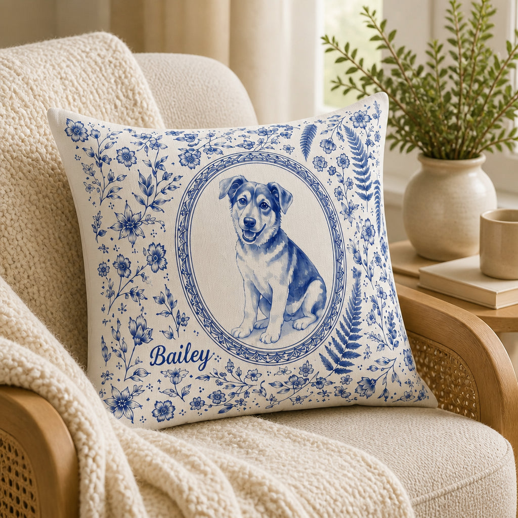 Custom Pet Cameo Toile Pillow – Photo-to-Ink Portrait with Name - Personalized Pillow 509ac8e6-03d8-490f-bb22-b5bb8bb3e0c1.jpg