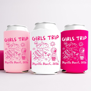 Girls Trip Beach Bachelorette Can Coolers, Coastal Personalized Can Sleeves, Custom Beach Coastal Vacation Trip Party Favors 509d53e4-4553-4d29-9e89-9c6ad3efd936-banner-2.png