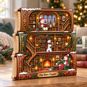 Snowman Stacked Books Wooden Block, Cozy Library Christmas Decor, One More Chapter Shelf Sign, Reading Lover Gift, Bookish Christmas Gift 50a35293-0c7d-441f-b0c8-7046b38ba4b4-One-More-Chapter-Library-Plaque-3.png