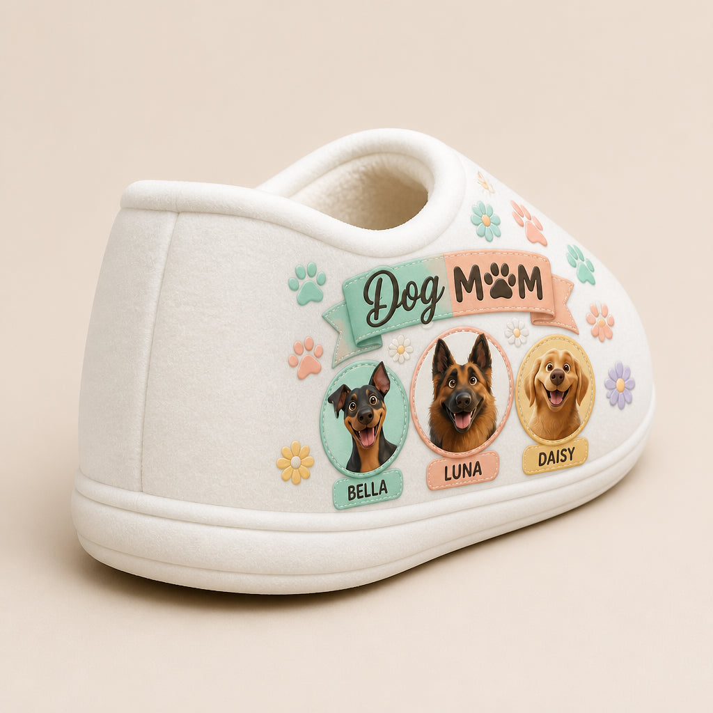 Dog Mom Custom Pet Portrait Fleece Slippers - Personalized Fleece Slipper 50e11154-8a24-4636-a221-4cd6a5479d63.jpg