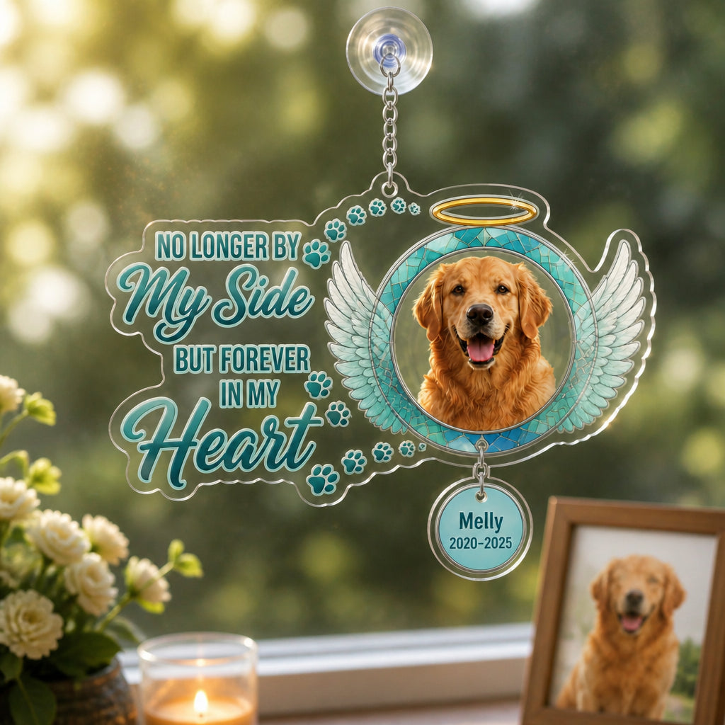 Pet Memorial Suncatcher – No Longer By My Side - Personalized Suncatcher Ornament 50f99066-aae9-431b-93f4-200257f41cf1.jpg