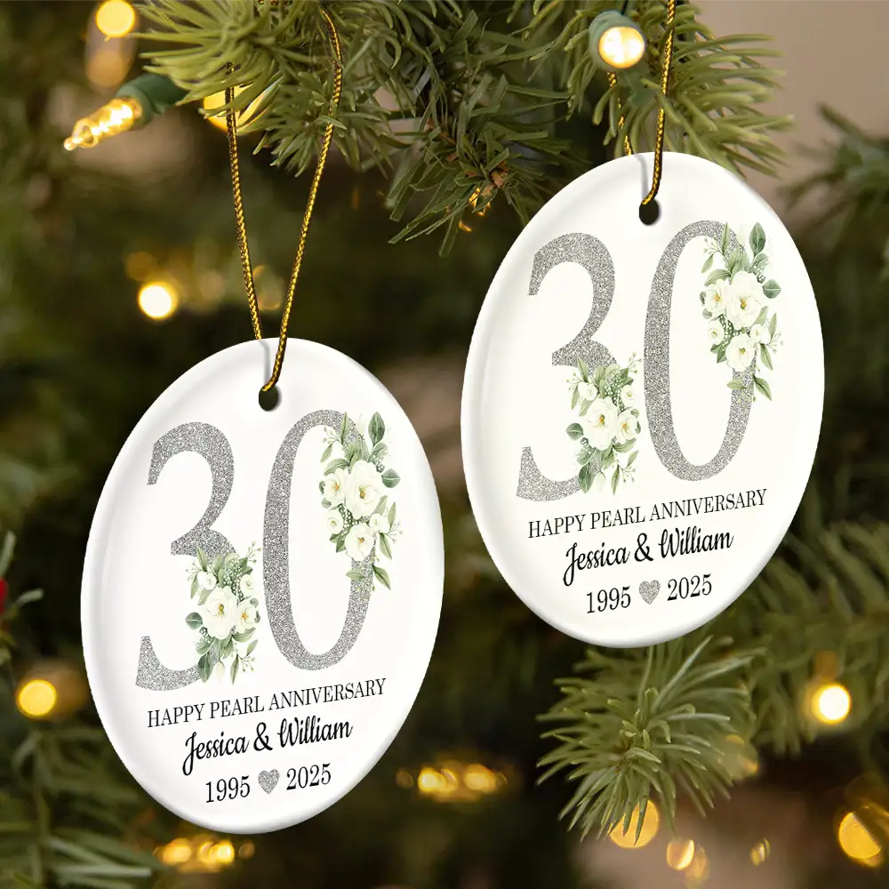 50th Golden Anniversary Gift - Personalized Circle Ceramic Ornament