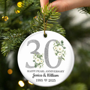 50th Golden Anniversary Gift - Personalized Circle Ceramic Ornament
