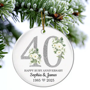 50th Golden Anniversary Gift - Personalized Circle Ceramic Ornament