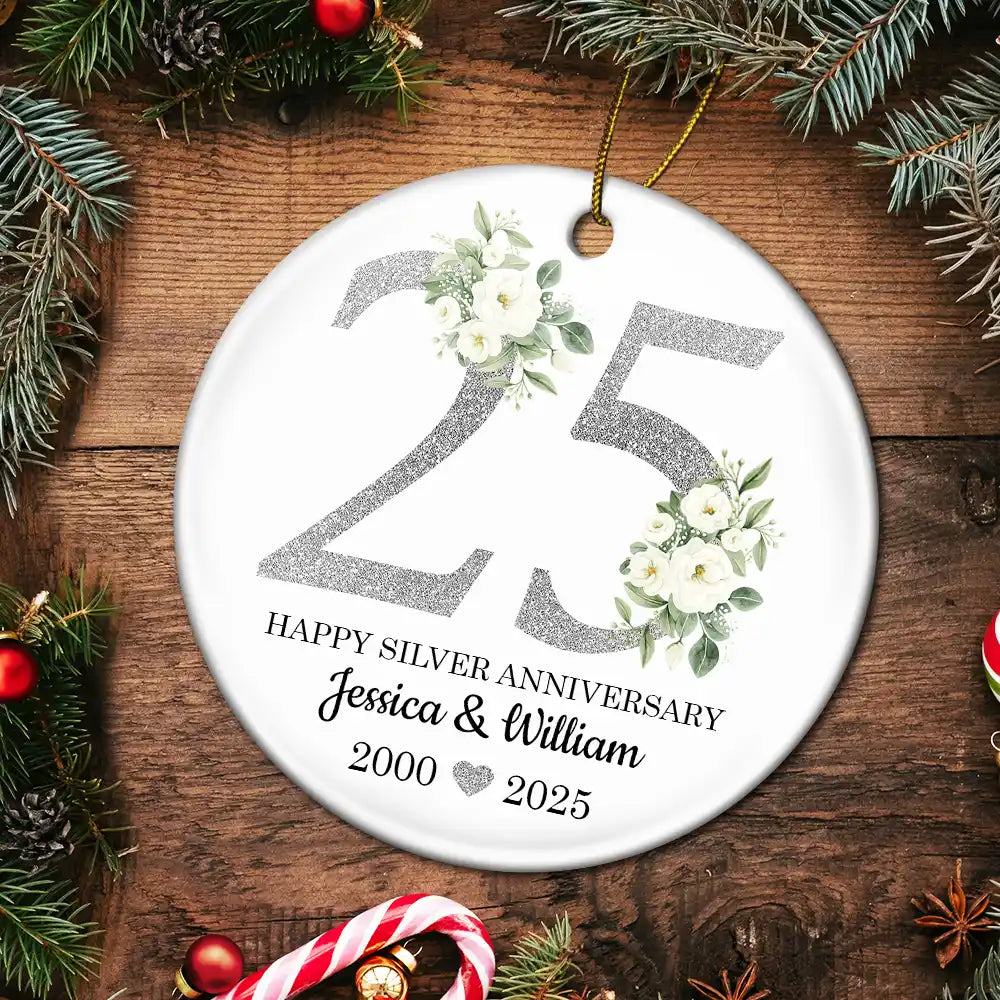 50th Golden Anniversary Gift - Personalized Circle Ceramic Ornament