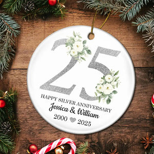 50th Golden Anniversary Gift - Personalized Circle Ceramic Ornament