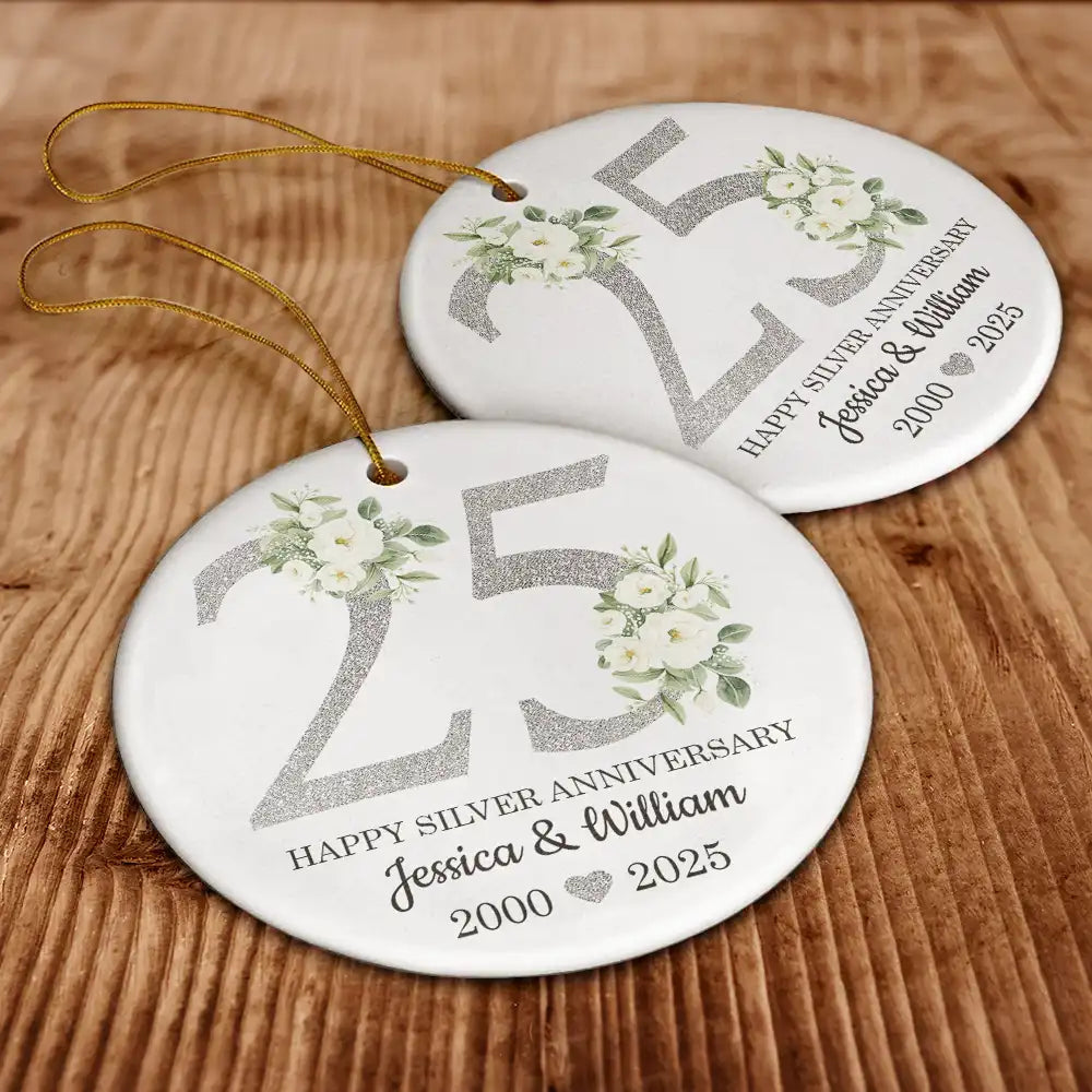 50th Golden Anniversary Gift - Personalized Circle Ceramic Ornament
