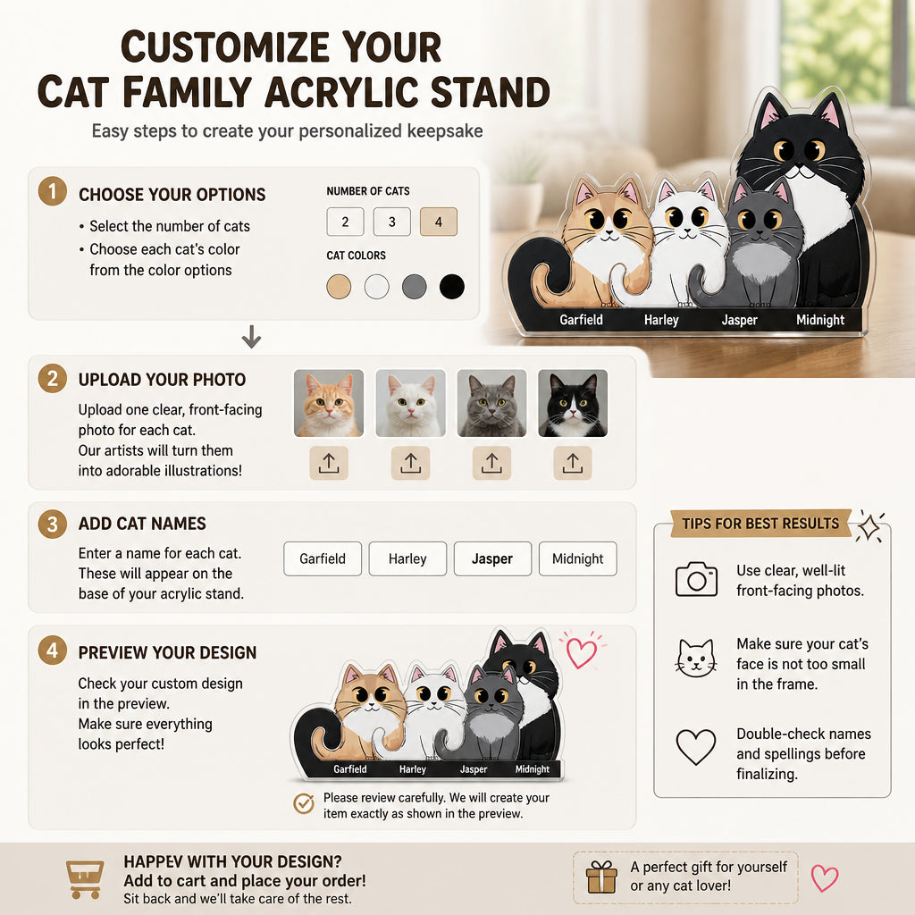 Custom Cat Family Acrylic Standee – Cartoon Pet Portraits with Nameplates - Personalized Acrylic Custom shape Standing 1 layer (FS) 510dec25-940f-4750-ae3d-f5aba8739d5e.jpg