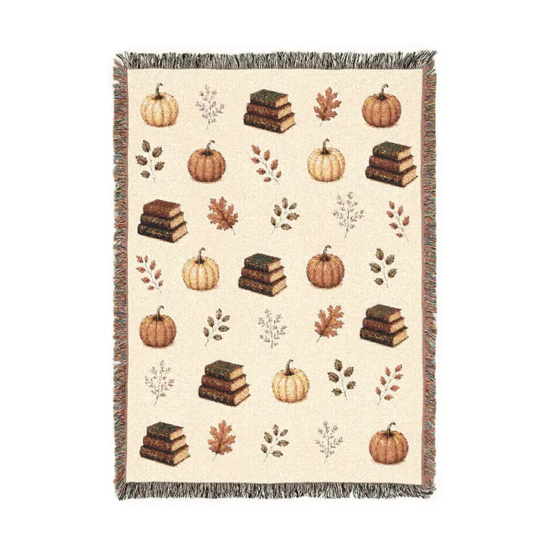 Fall Pumpkin & Books Woven Blanket | Autumn Book Blanket | Cozy Book Lover Gift 511af271-8ebc-41cf-a8fd-23ac575887b1-FDGDF-14-.webp
