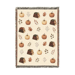Fall Pumpkin & Books Woven Blanket | Autumn Book Blanket | Cozy Book Lover Gift 511af271-8ebc-41cf-a8fd-23ac575887b1-FDGDF-14-.webp
