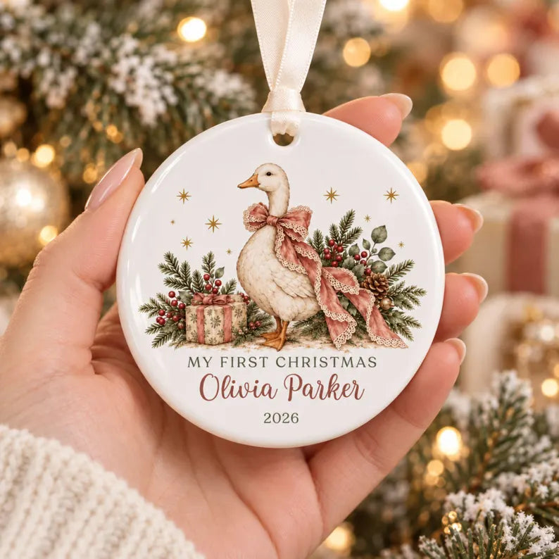 Personalized Baby Girl First Christmas Ornament, Coquette Pink Bow Goose, Custom Name Girls First Xmas Ornament, Baby Girl Keepsake Gift 5120aa88-dc7c-4982-b83a-97112a1ed815-dfhy-2-.webp