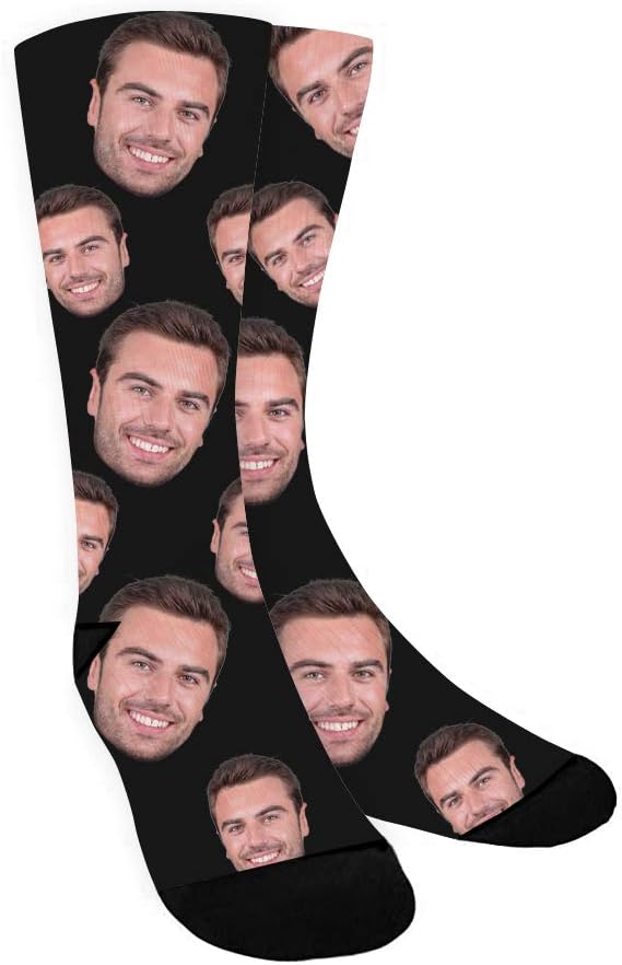 Custom Face Socks with Picture, Personalized Socks with Photo Customized Unisex Funny Crew Sock Gifts for Men Women