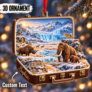 Personalized Ice Age 3D Suitcase Christmas Ornament – Woolly Mammoth Keepsake & Gift for Prehistoric Animal Lovers 513ae587-da62-4754-90fd-fec119095ca9-Sophia-s-Mammoth-Steppe-Suitcase-Ornament.png