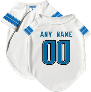 Detroit Dog T-Shirt Jersey Style Pet Clothes Personalized Custom Name and Number Gifts