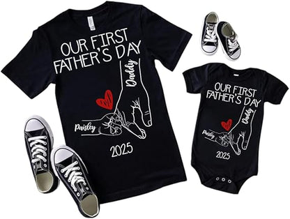 Personalized Our First Father Day Together Matching Shirts, Dad and Baby Matching Outfits Shirts, Bodysuit Baby