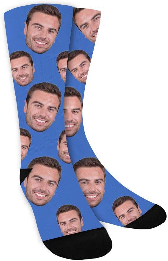 Custom Face Socks with Picture, Personalized Socks with Photo Customized Unisex Funny Crew Sock Gifts for Men Women
