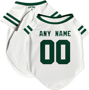 New York J Dog T-Shirt Jersey Style Pet Clothes Personalized Custom Name and Number Gifts