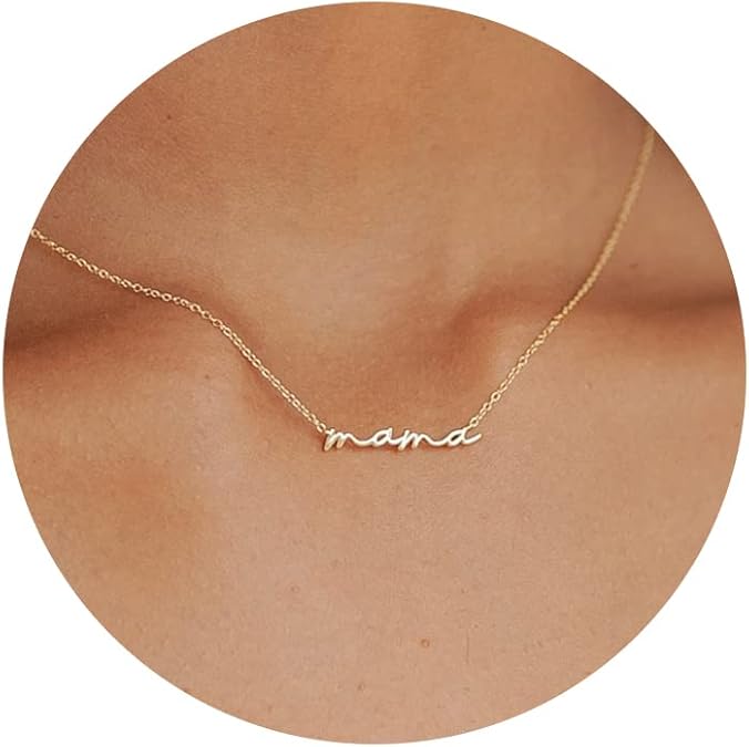 Mama Pendant Necklaces for Women - Dainty Small 18K Gold Plated Mom Necklace Non Tarnish Gift for Mom,New Mom Trendy
