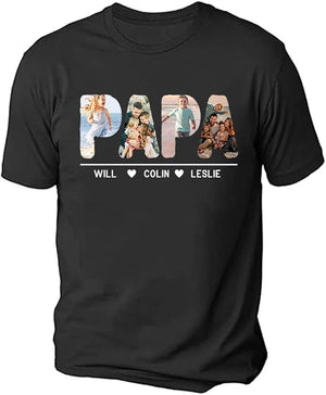 Personalized Papa Dad Gifts Custom Photo and Name - Funny New Dad Shirt for Papa, Grandpa