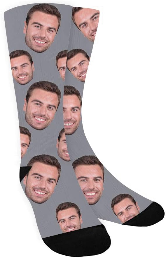 Custom Face Socks with Picture, Personalized Socks with Photo Customized Unisex Funny Crew Sock Gifts for Men Women