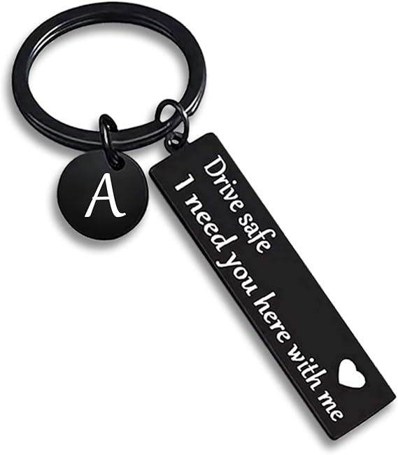 Drive Safe keychain for boyfriend,26-letter keychain, Gifts for Boyfriend on Birthday Christmas Valentine's day
