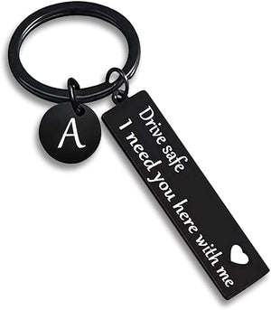 Drive Safe keychain for boyfriend,26-letter keychain, Gifts for Boyfriend on Birthday Christmas Valentine's day