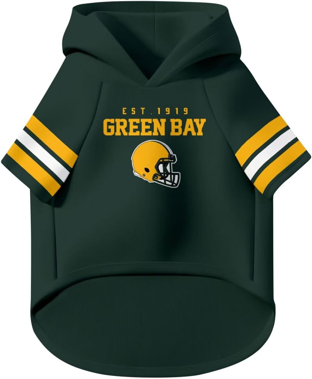 Green Bay Dog Hoodie T-Shirt Pet Clothes Jersey Custom Name and Number Gifts