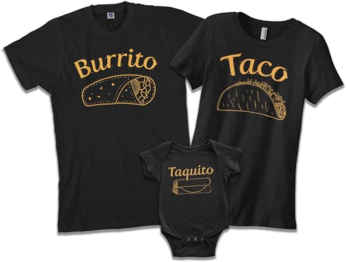 Burrito Taco Taquito Dad Mom Baby Matching Family Shirts, Funny Family Outfits