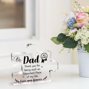 Gifts for Dad - Delicate Dad Birthday Gifts from Daughter Son - Engraved Acrylic Block Puzzle Piece Decorations Thanksgiving Christmas Birthday Gifts for Dad, Ideas