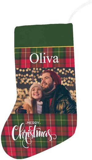 Personalized Photos Christmas Stocking with Name Custom Christmas Stocking Sugarplum Xmas Stocking for Kids Family Customized Stocking for Fireplace