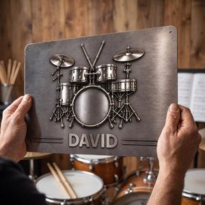 Drums Are My Therapy - Personalized Metal Sign, Gift For Drum Lovers, Brushes Silver Metal Sign 51cc7de9-e619-4395-a65f-dd2ab675f37e-6aa2dab2da78a.jfif