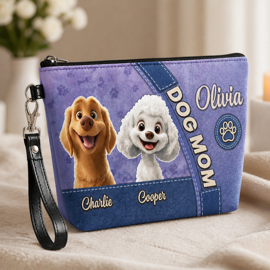 Dog Mom Makeup Bag – 2 Pet Portraits with Owner & Pet Names - Personalized Velvet Makeup Bag 51d08785-eed3-4427-a32d-90cc3a90cb68.jpg