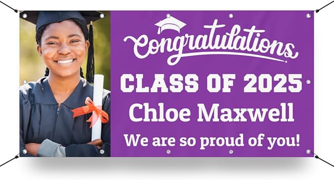 Personalized Graduation Photo Banner Sign Graduation Party Decorations - Congrats Grad Banner - Graduation Decorations Class of 2025,Graduation Party Favors Supplies Yard Sign