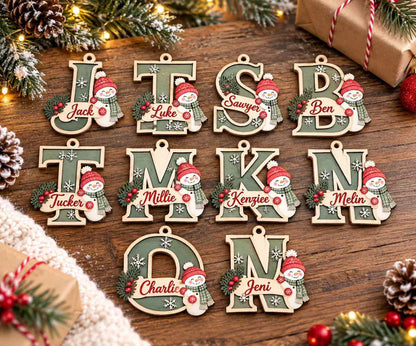 Personalized Initial Wooden Ornament, Snowman Christmas Decoration, Custom Name Letter, Rustic Holiday Keepsake 51eb2697-c823-4635-b4a2-ebe23266e4dc-gh-3-.webp