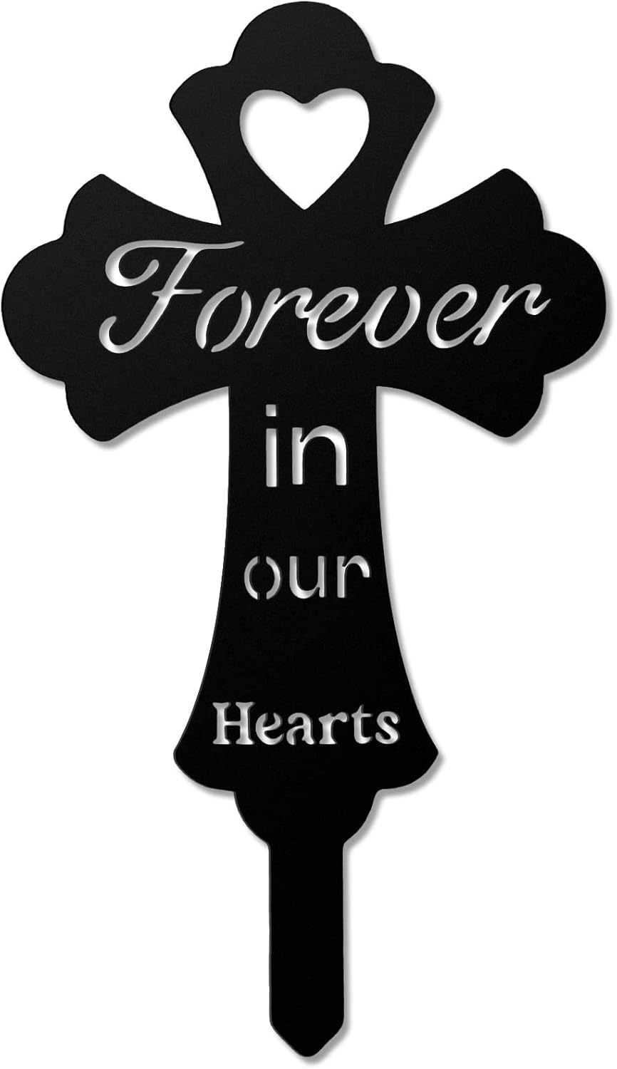 Grave Cross Markers for Cemetery Memorial Gift Memorial Stakes I Have an Angle in Heaven Sympathy Graves Stakes for Garden(Forever in Our Hearts)