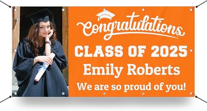 Personalized Graduation Photo Banner Sign Graduation Party Decorations - Congrats Grad Banner - Graduation Decorations Class of 2025,Graduation Party Favors Supplies Yard Sign
