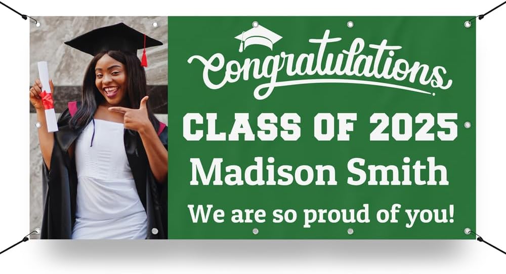 Personalized Graduation Photo Banner Sign Graduation Party Decorations - Congrats Grad Banner - Graduation Decorations Class of 2025,Graduation Party Favors Supplies Yard Sign