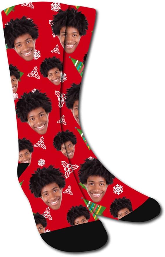 Funny Christmas Socks,Novelty Custom Face Socks,Personalized Socks With Picture Xmas Holiday Socks Funny Gifts