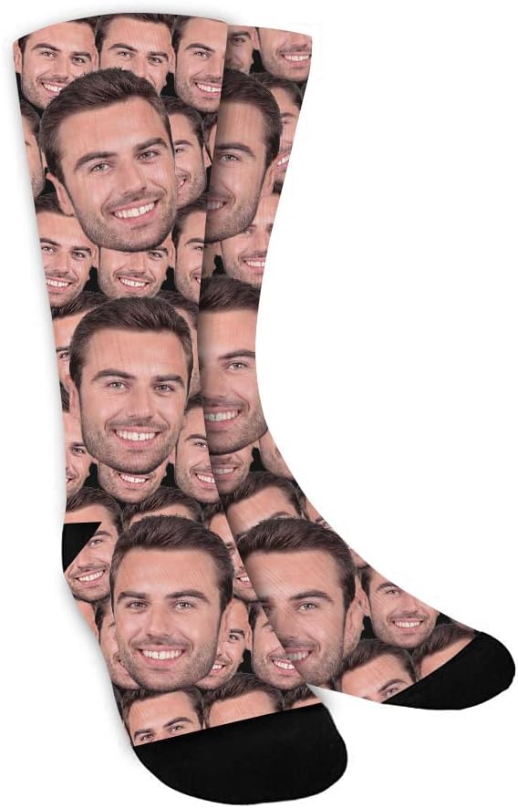 Custom Face Socks with Picture, Personalized Socks with Photo Customized Unisex Funny Crew Sock Gifts for Men Women