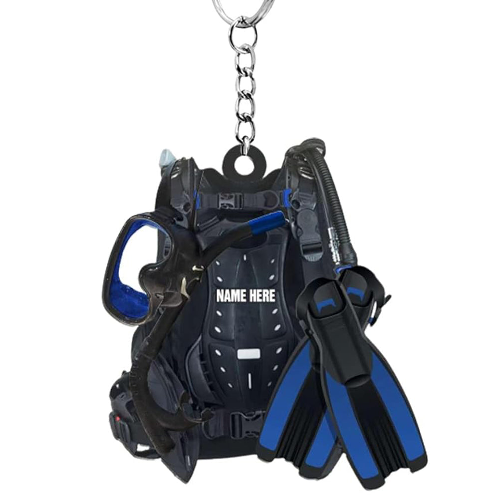 Scuba Diving Scuba Gear - Personalized Flat Acrylic Keychain, Personalized Scuba Diving Acrylic Keychain, Custom Scuba Diving Gifts Keychain, Gift For Scuba Diving Lover