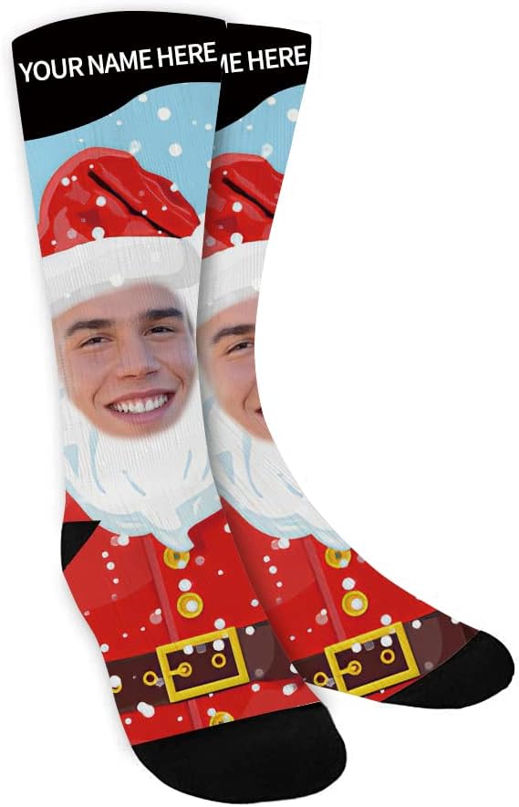 Funny Christmas Socks,Novelty Custom Face Socks,Personalized Socks With Picture Xmas Holiday Socks Funny Gifts