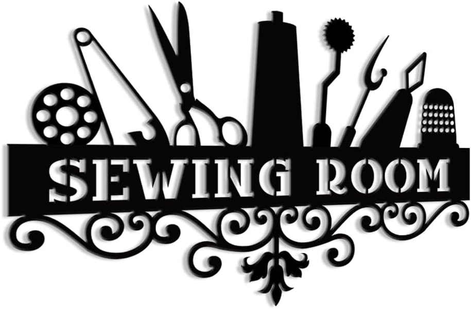 Custom Sewing Sign, Quilting Decor - Custom Name's Sewing Room Metal Sign for Mom, Grandma - Home Sewing Room Wall & Tabletop